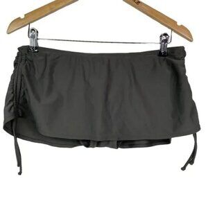 MERONA WOMEN'S GRAY SWIM SKIRT WITH DRAWSTRING RUCHED SIDES SIZE MEDIUM-EUC